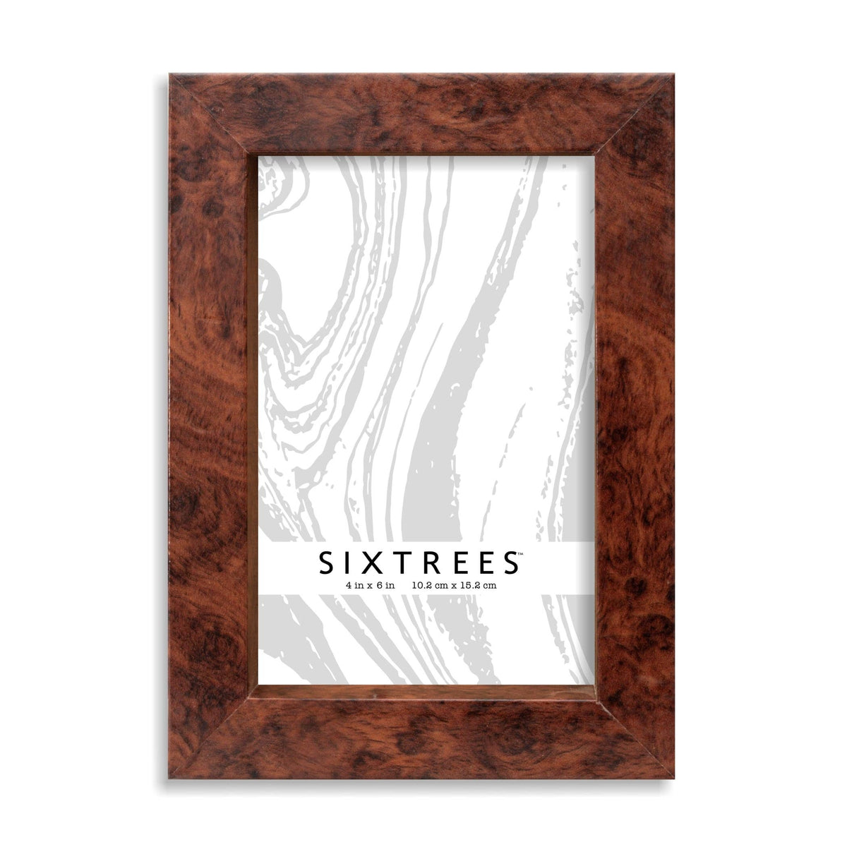 Burl Wood Finish Picture Frame with Real Glass