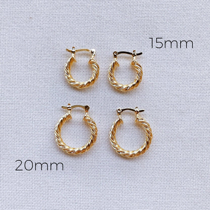 Chunky Twisted 18k Gold Filled Hoop Earrings