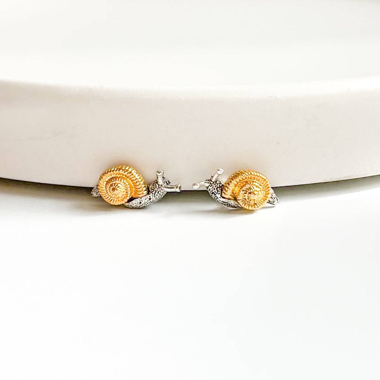 Two Tone Snail Stud Earrings