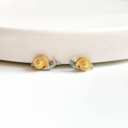 Two Tone Snail Stud Earrings