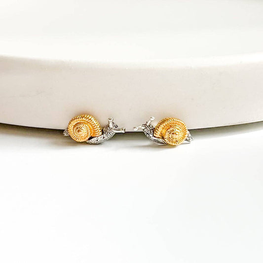 Two Tone Snail Stud Earrings