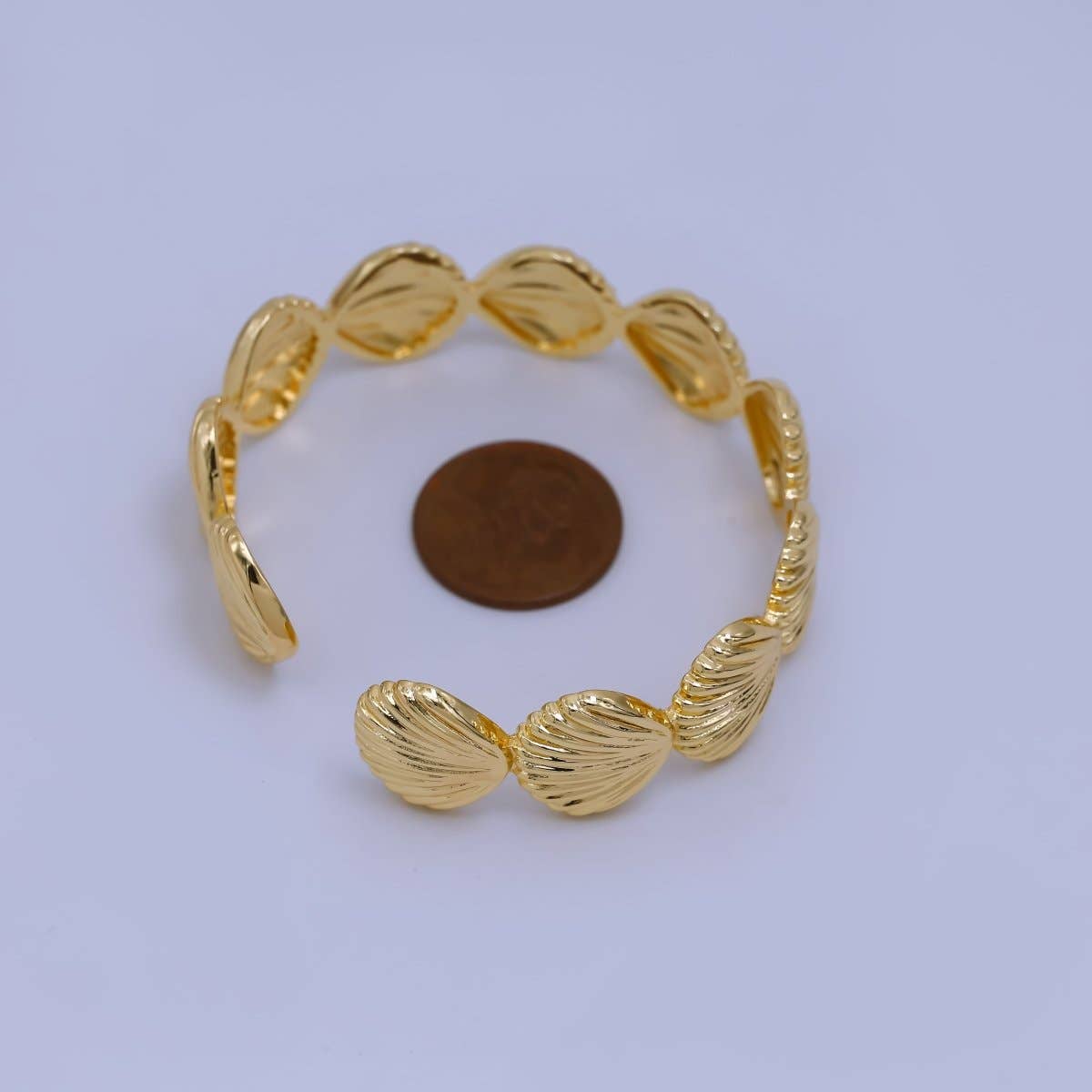 Clam Shell Cuff Bracelet Gold Filled