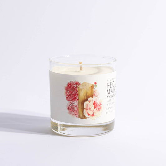 Peony & Mahogany - Medium Glass - Just Bee Candle