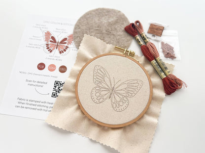 Butterfly Embroidery Kit, modern embroidery diy kit