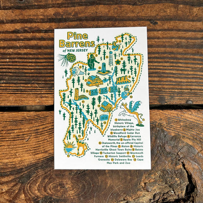 NJ Pine Barrens Map Post Card