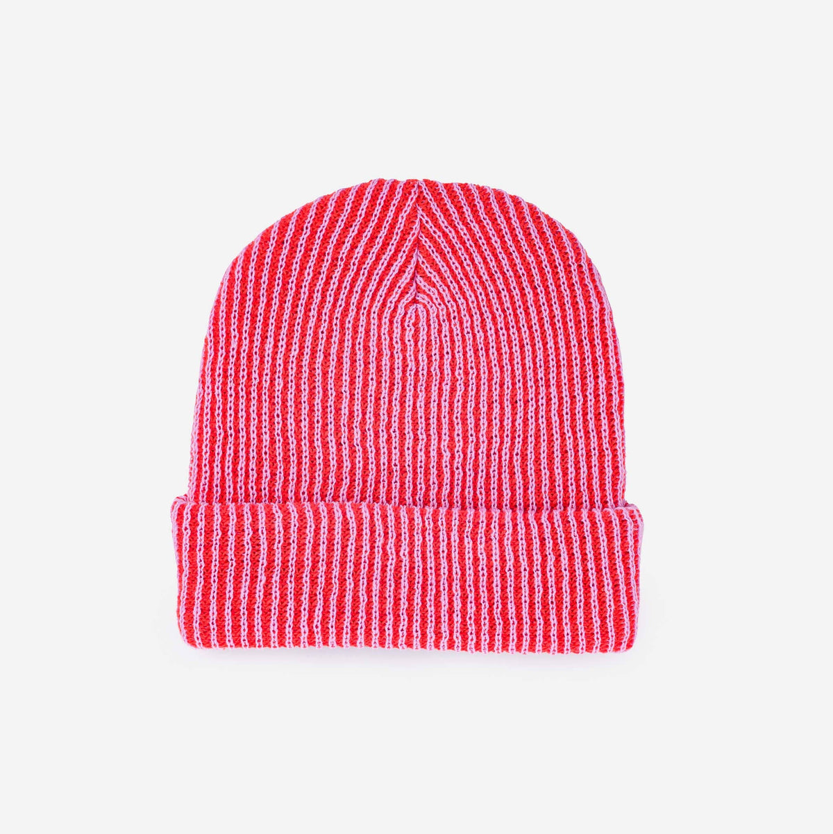 Two-Tone Rib Knit Beanie Unisex One Size