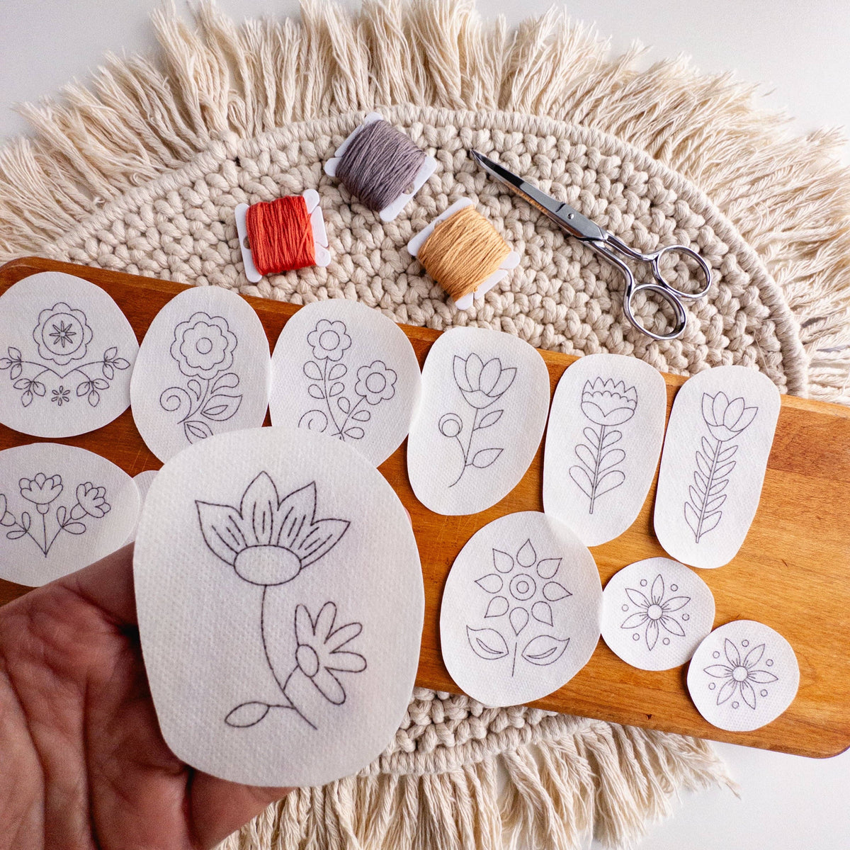 Folk Flowers Stick and Stitch Embroidery Designs
