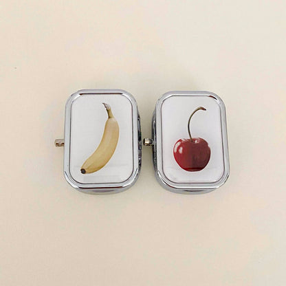 Fruit Print Metal Travel Pill Box