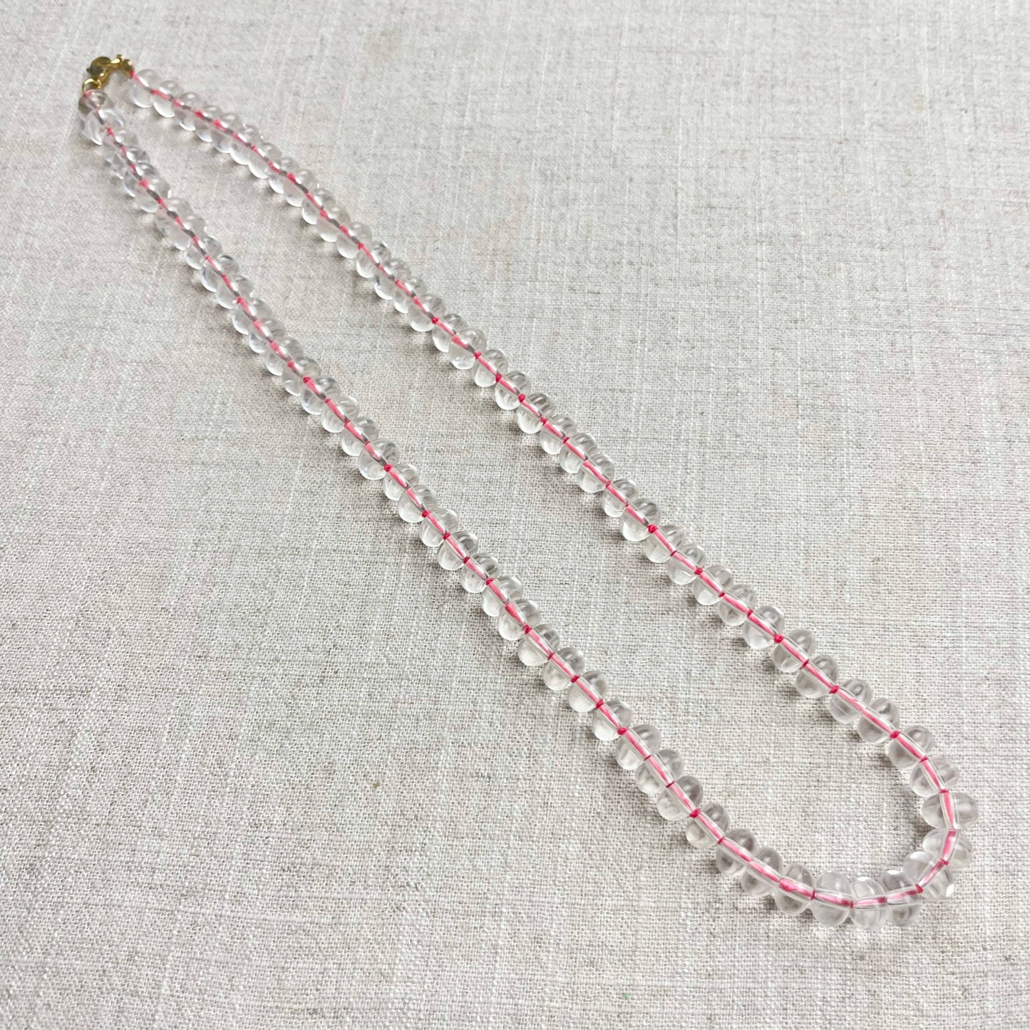 Clear Glass Hand-knotted Beaded Necklace