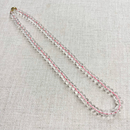 Clear Glass Hand-knotted Beaded Necklace