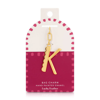 Initial K Enamel Bag Charm Keychain
