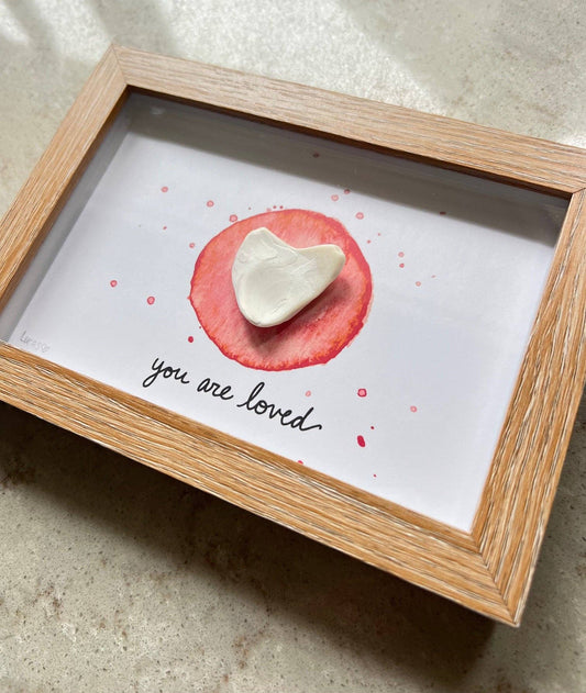 Heart Sea Glass Art in Shadowbox Frame