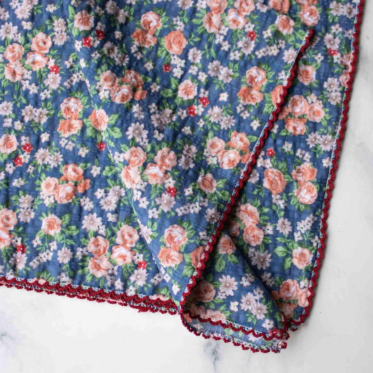 Rose Print Cotton Square Scarf 21 Inch