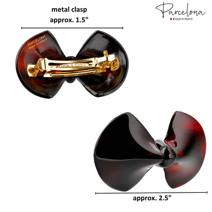 Small Bow Tortoise Shell Hair Barrette, Set of 2