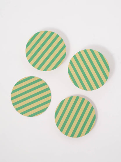 Set of Four Coasters : Green and Lime