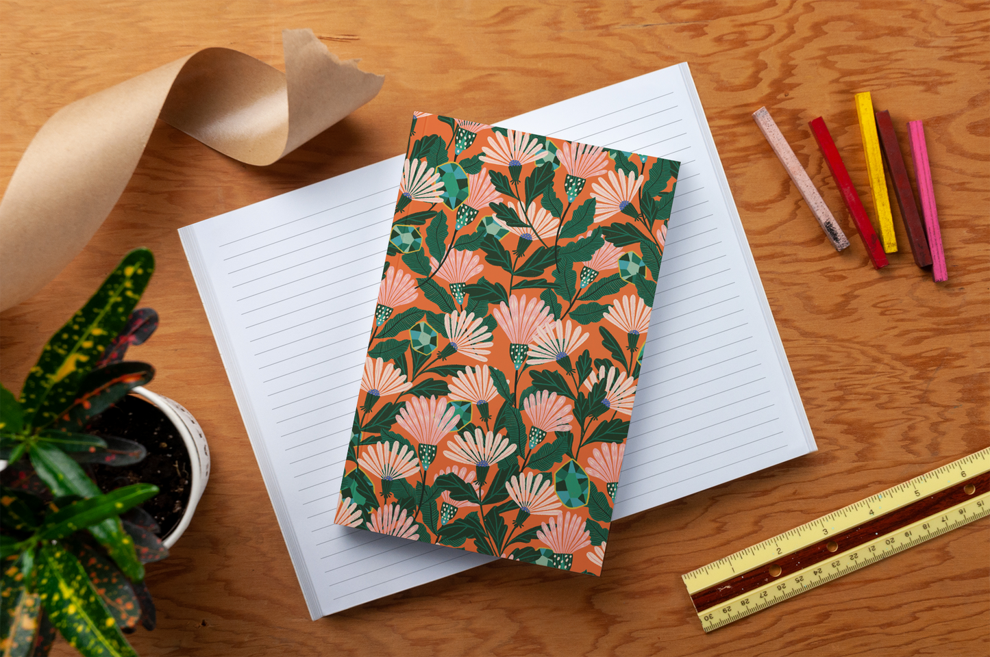 Orange Floral Notebook