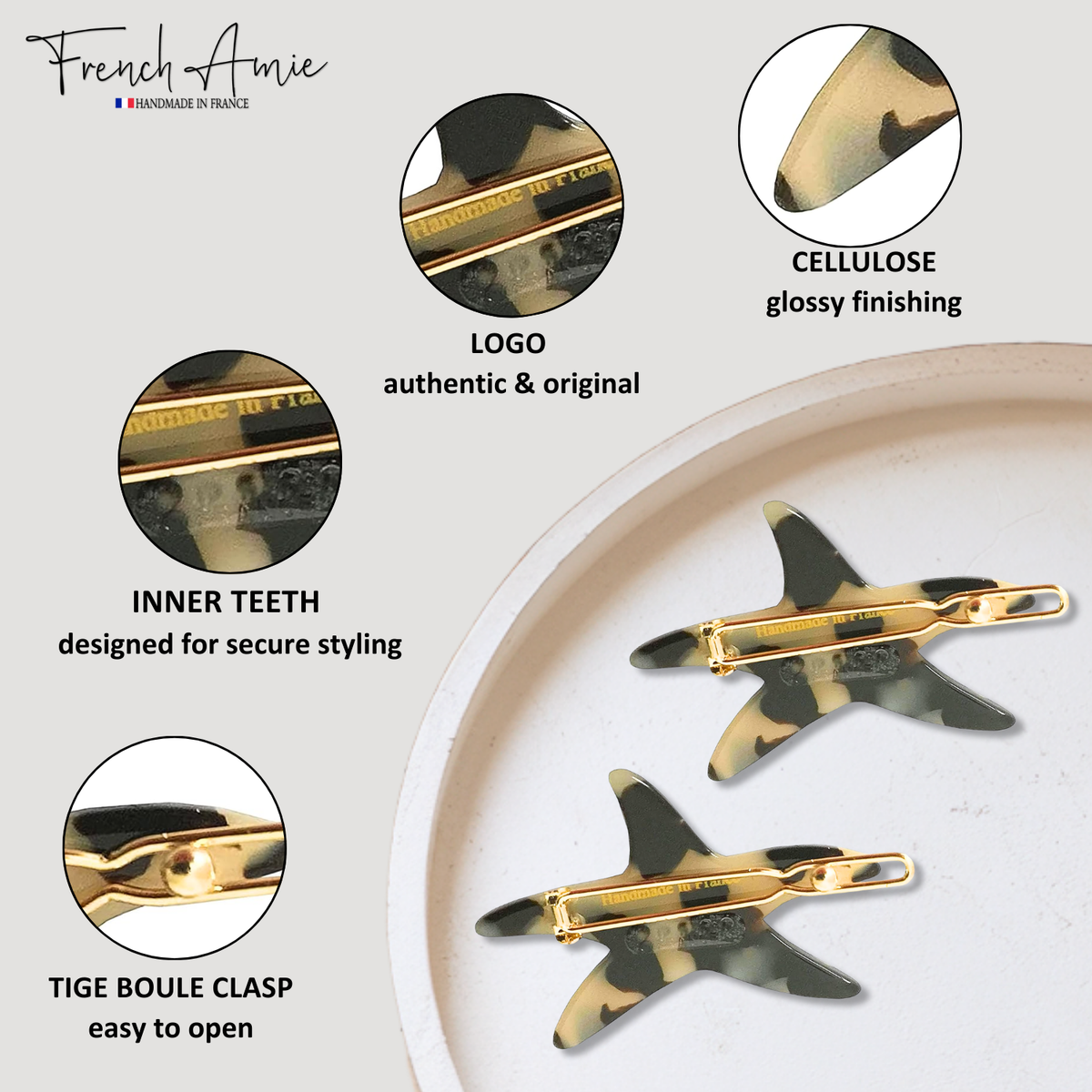 French Amie Starfish Acetate Hair Clip