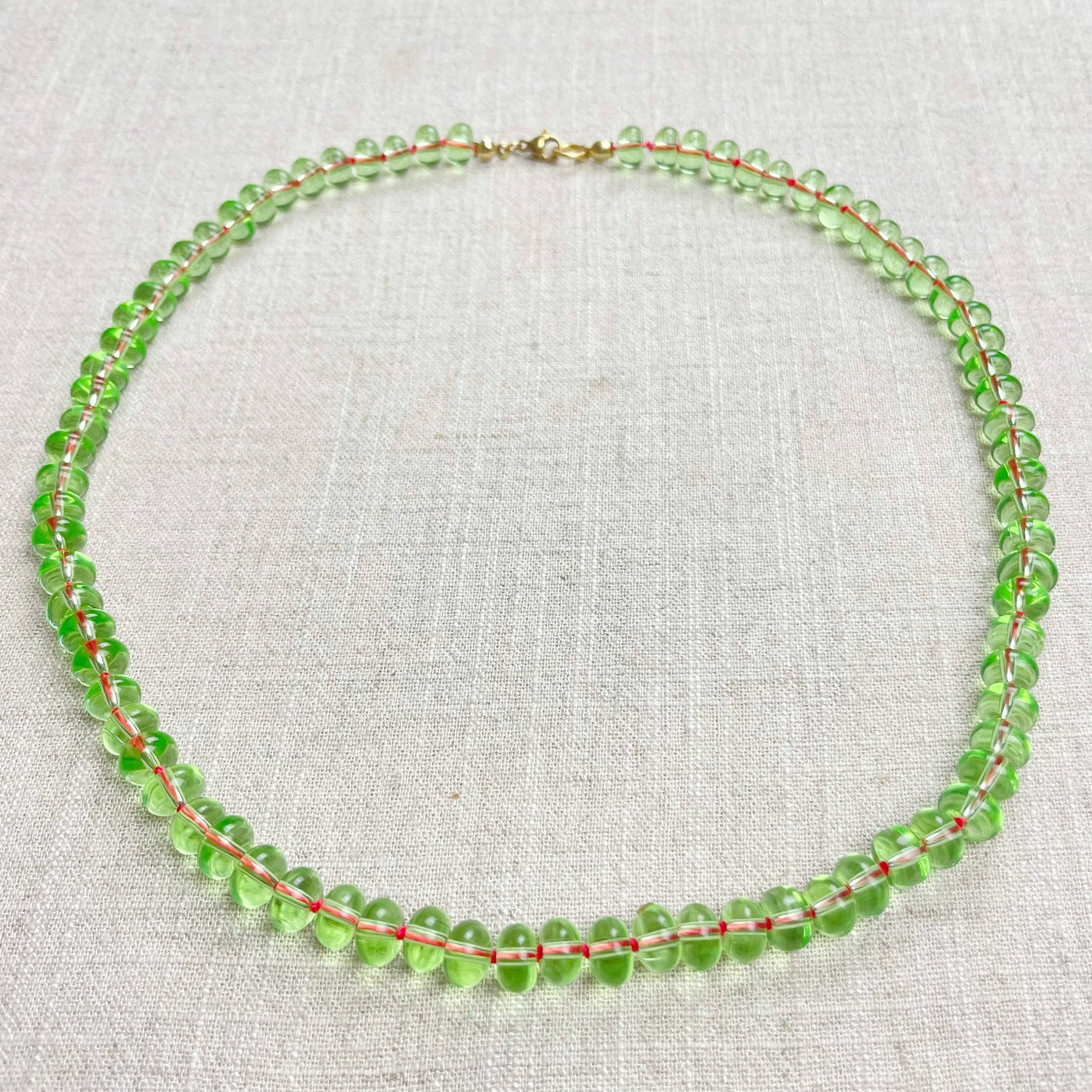 Mint Green Glass Hand-knotted Beaded Necklace