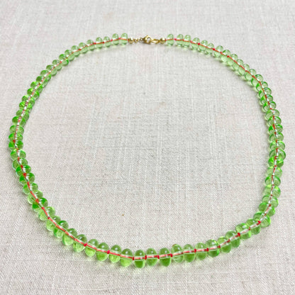 Mint Green Glass Hand-knotted Beaded Necklace