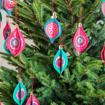 Baubles Paper Ornaments Set of 4 Recycled