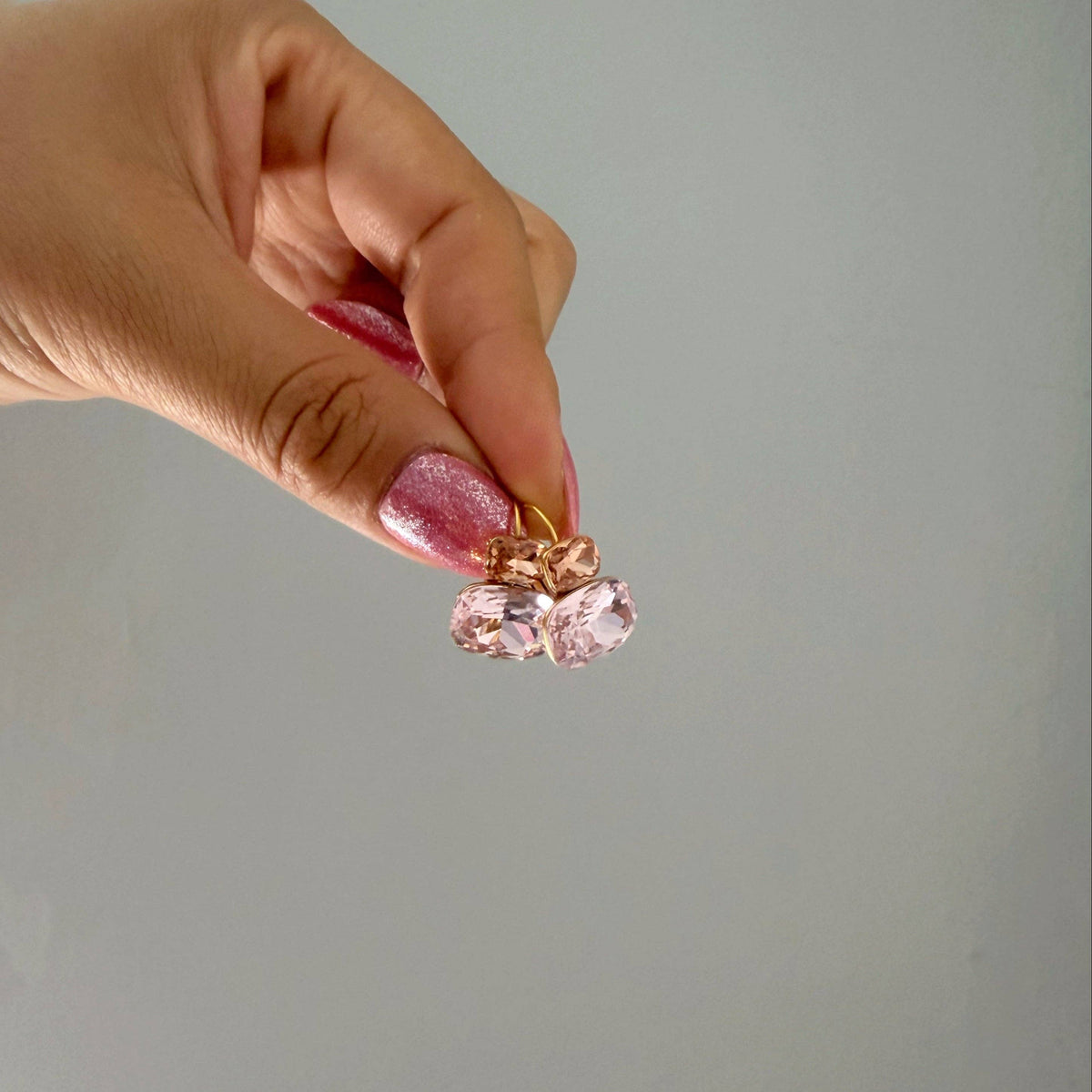 Blush Aura Pink Stone Drop Earrings Gold Plated