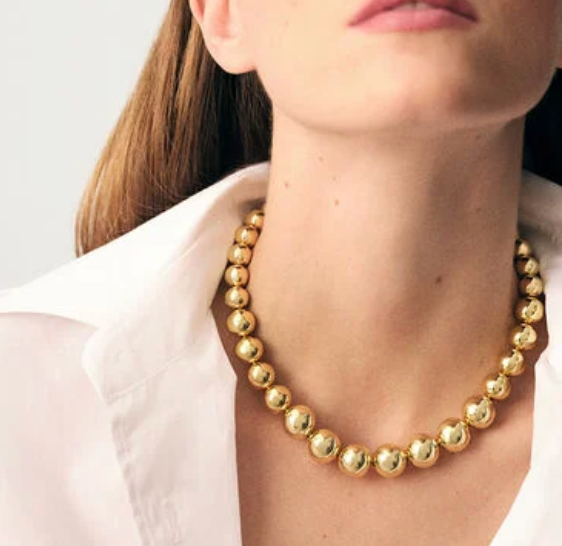 Waterproof Gold or Silver Bead Choker Necklace
