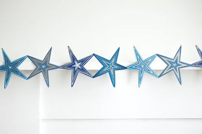 Stars Concertina Folded Paper Garland Royal Blue
