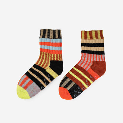 Patchwork Stripe Fleece Lined Knit House Socks