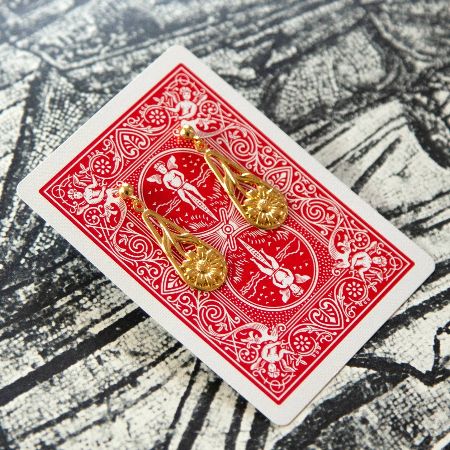 Vintage Gold Flower Drop Earrings