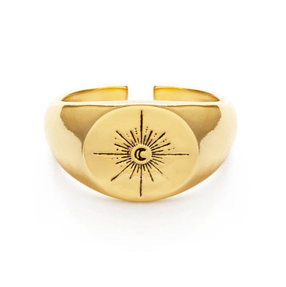 Moonlight Adjustable Brass Signet Ring