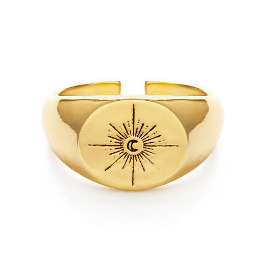 Moonlight Adjustable Brass Signet Ring