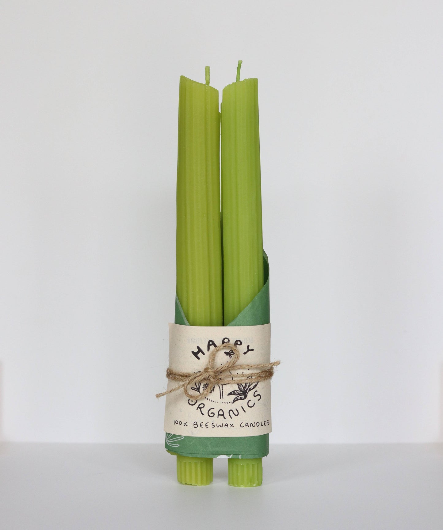 Celery Beeswax Taper Candles Handmade