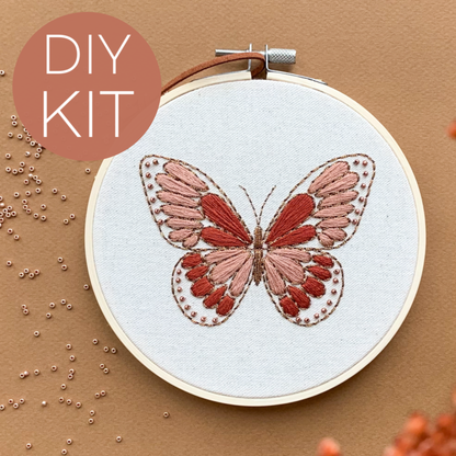 Butterfly Embroidery Kit, modern embroidery diy kit