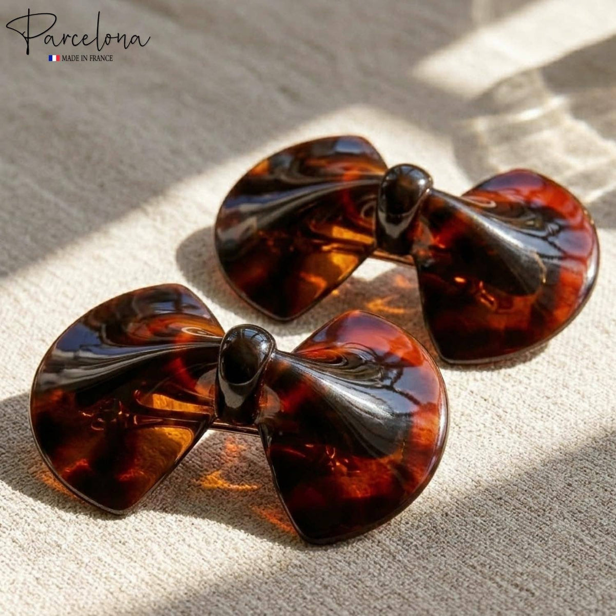 Small Bow Tortoise Shell Hair Barrette, Set of 2