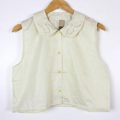 Upcycled Cropped Button-Up Blouse