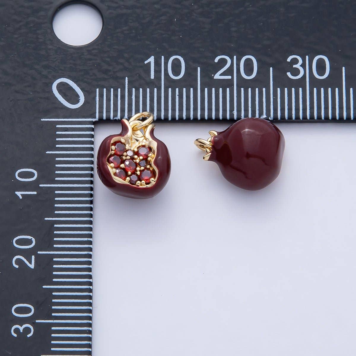 Pomegranate Charm Earring Charm 18k Gold Filled CZ