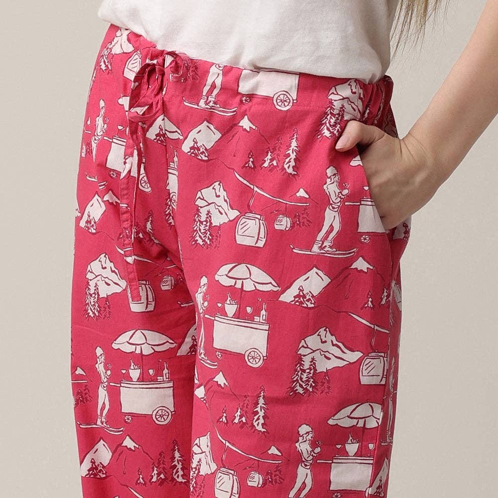 Apres Ski Print Pajama Pants, Cotton PJ Bottoms