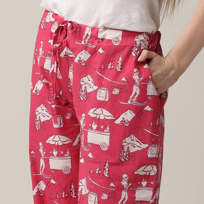 Apres Ski Print Pajama Pants, Cotton PJ Bottoms