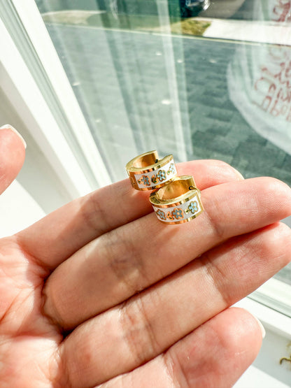 Forget Me Not Flower Gold Mini Hoops
