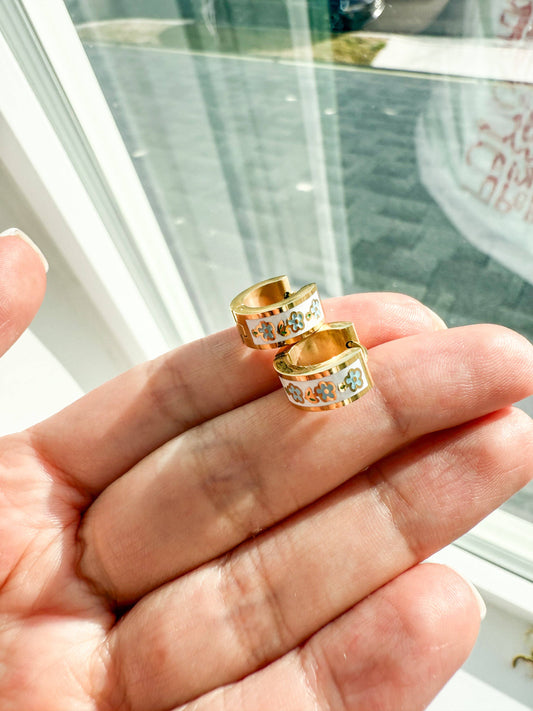 Forget Me Not Flower Gold Mini Hoops