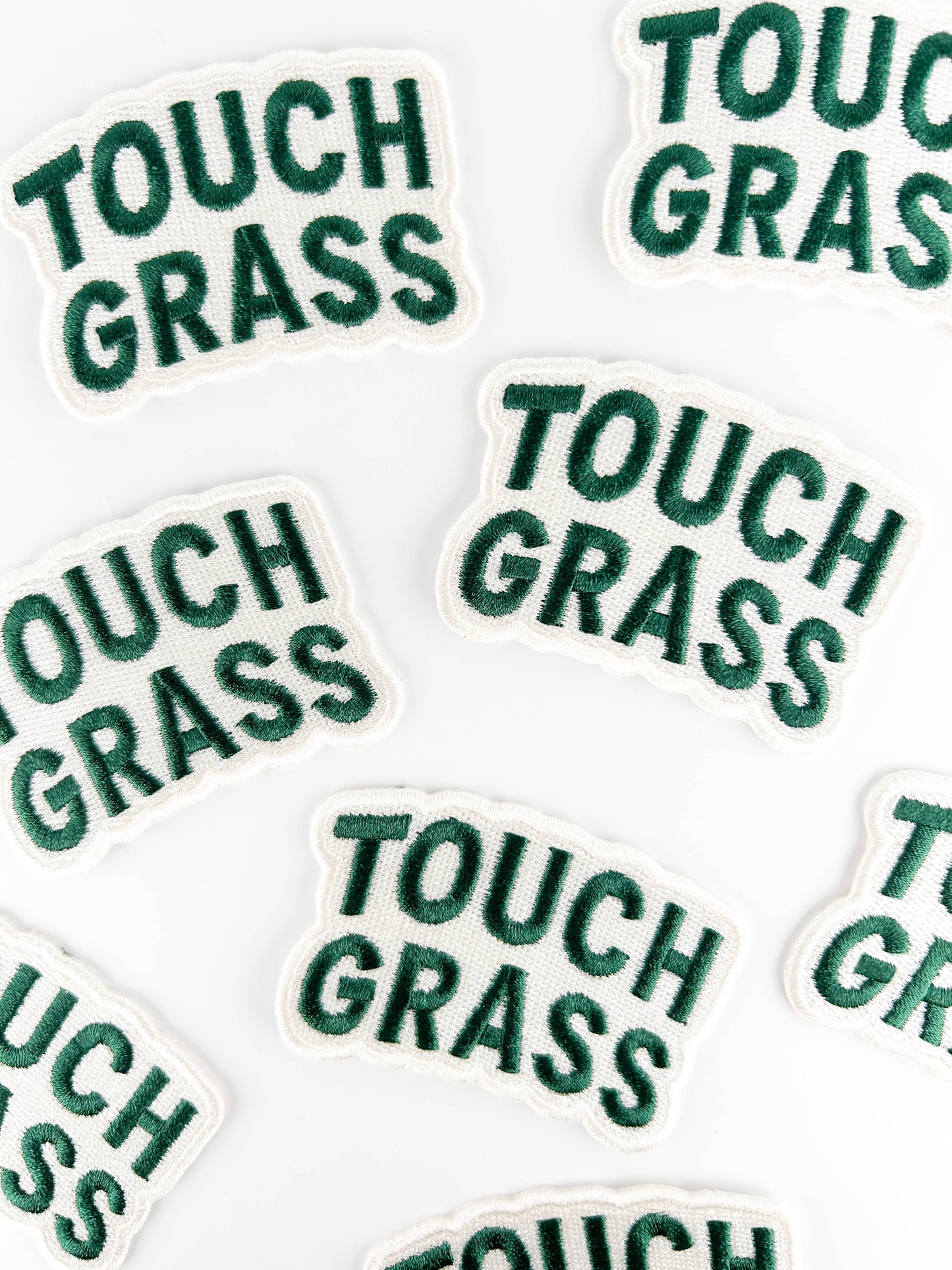 Touch Grass Embroidered Iron-On Patch