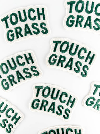 Touch Grass Embroidered Iron-On Patch