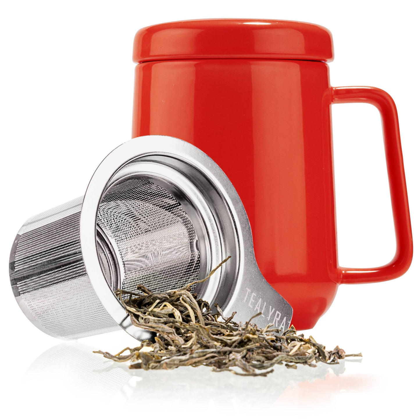Ceramic Tea Mug with Metal Infuser and Lid