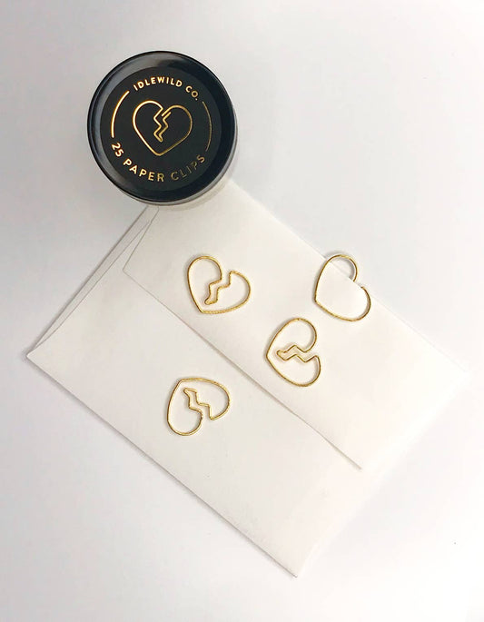 Broken Heart Gold Plated Paper Clips