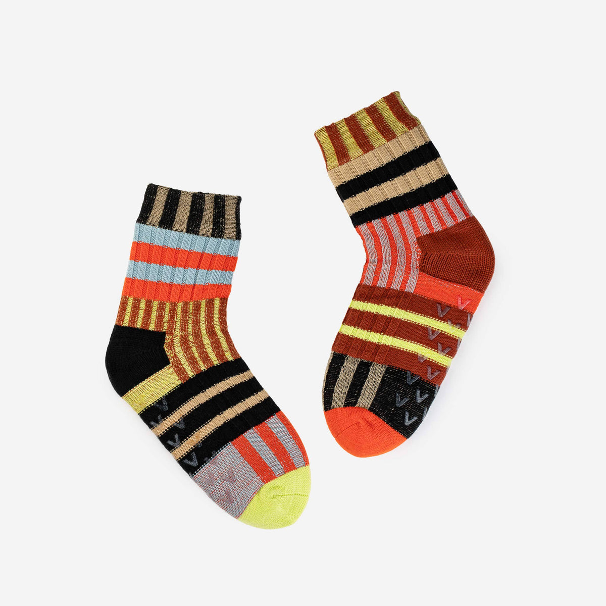 Patchwork Stripe Fleece Lined Knit House Socks