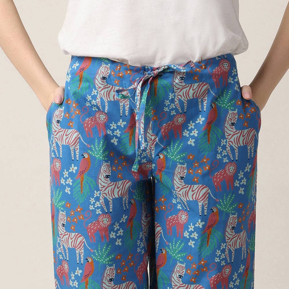 Safari Print Pajama Pants, Cotton PJ Bottoms