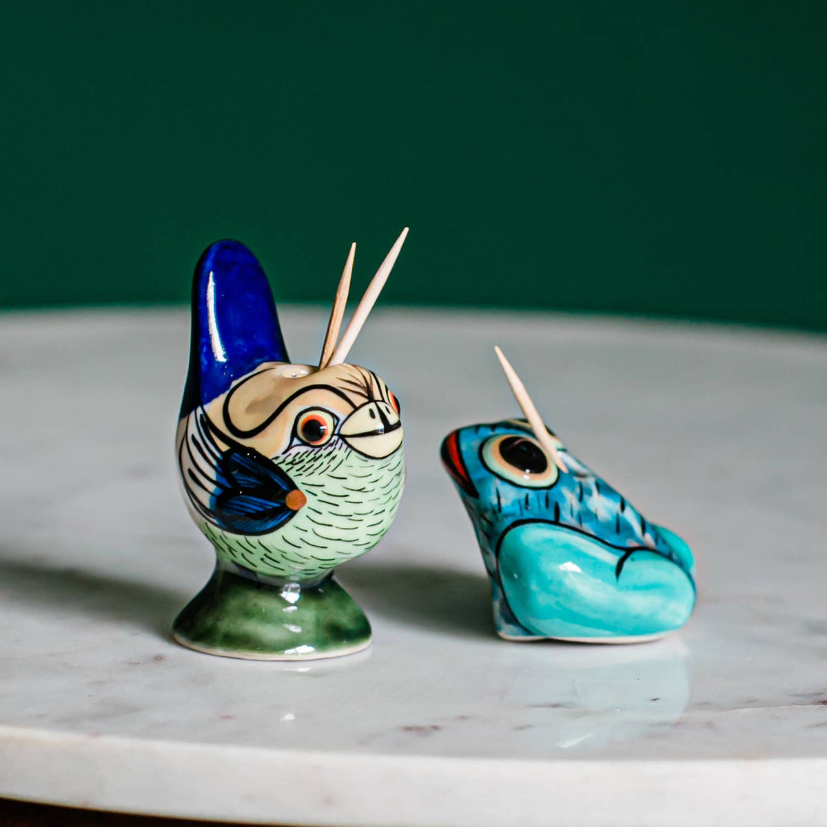 Hand Painted Ceramic Canary Toothpick Holder