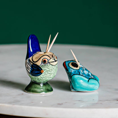 Hand Painted Ceramic Canary Toothpick Holder