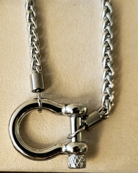 Carabiner horse Bit- Charm-Wheat Chain Stainless Necklace