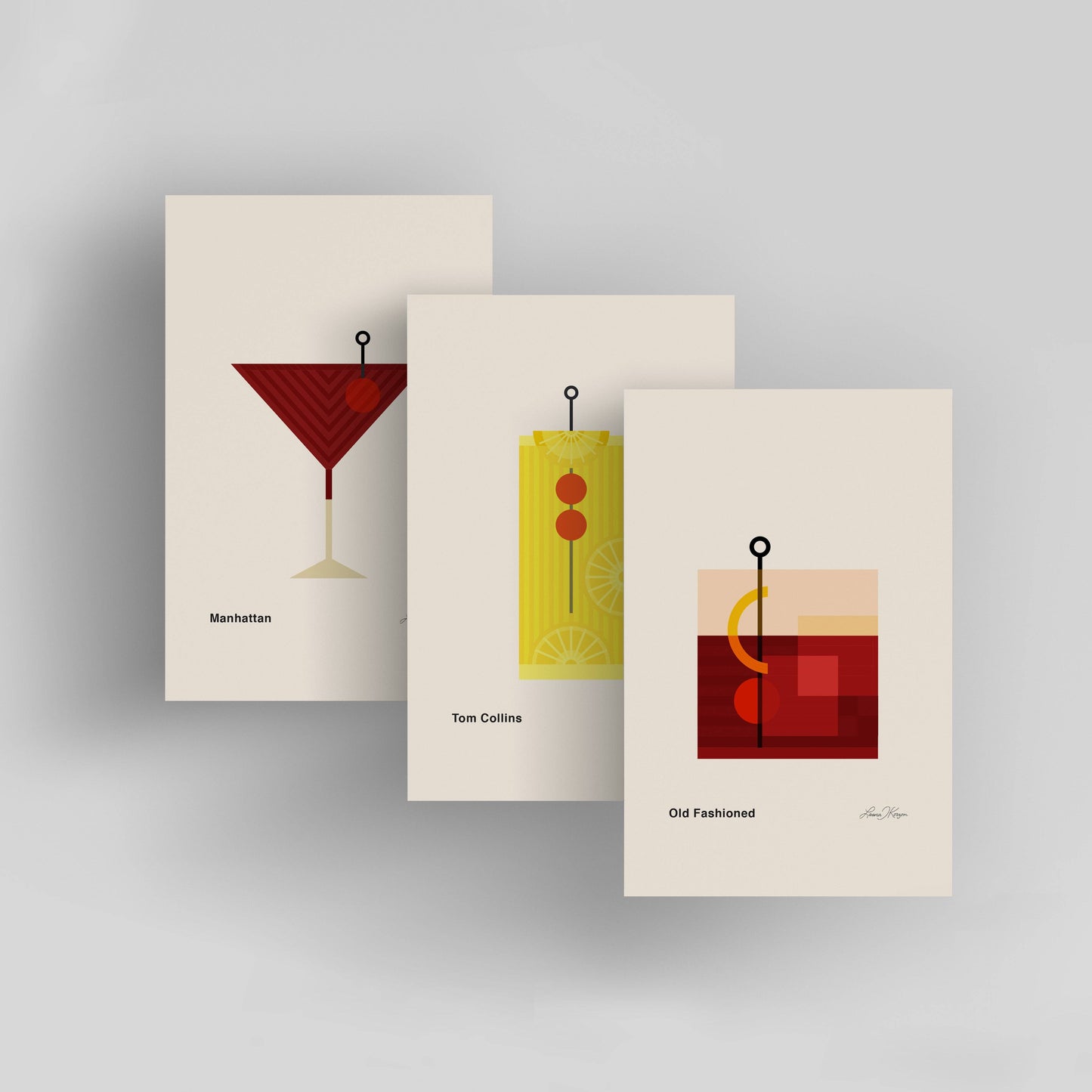 American Cocktails Illustrated Art Print
